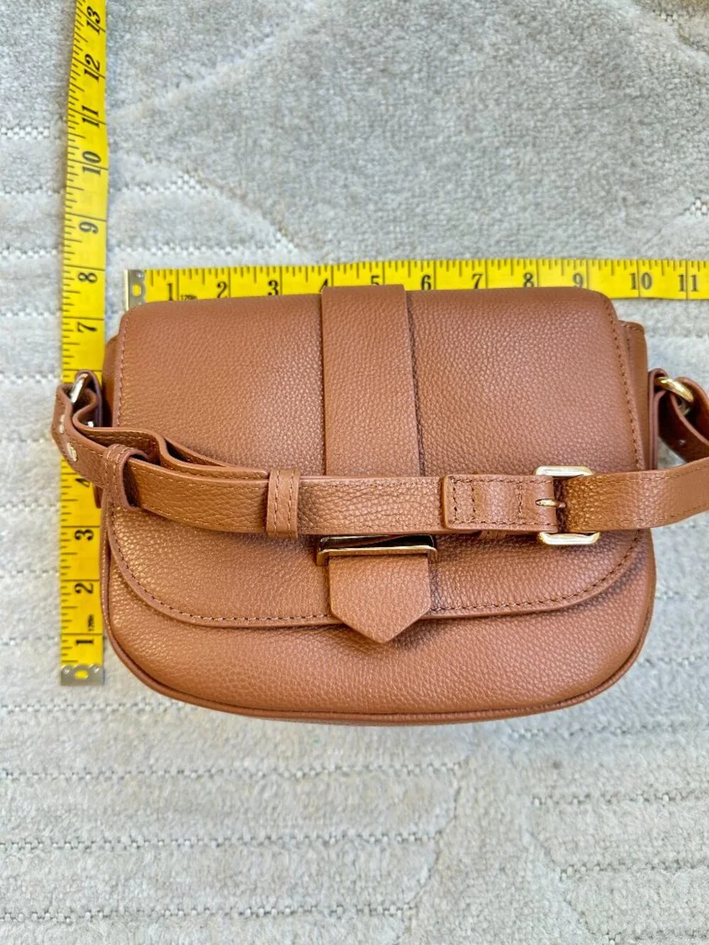 Trent Nathan Violetta Genuine Leather Tan Crossbody Saddle Bag